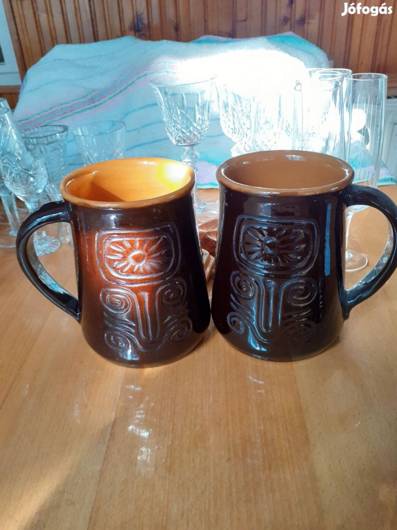 Régi kerámia sörös korsó Csehszlovák 0,3 l-es