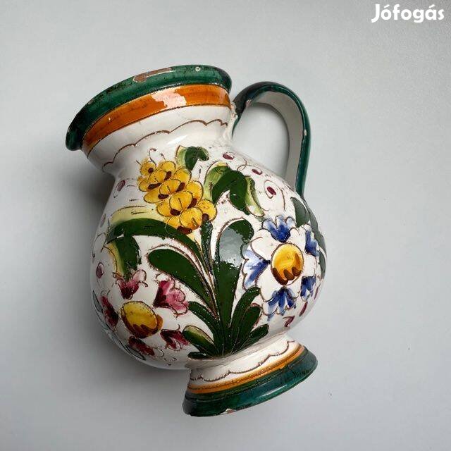 Régi kézzel festett német kerámia köcsög, váza