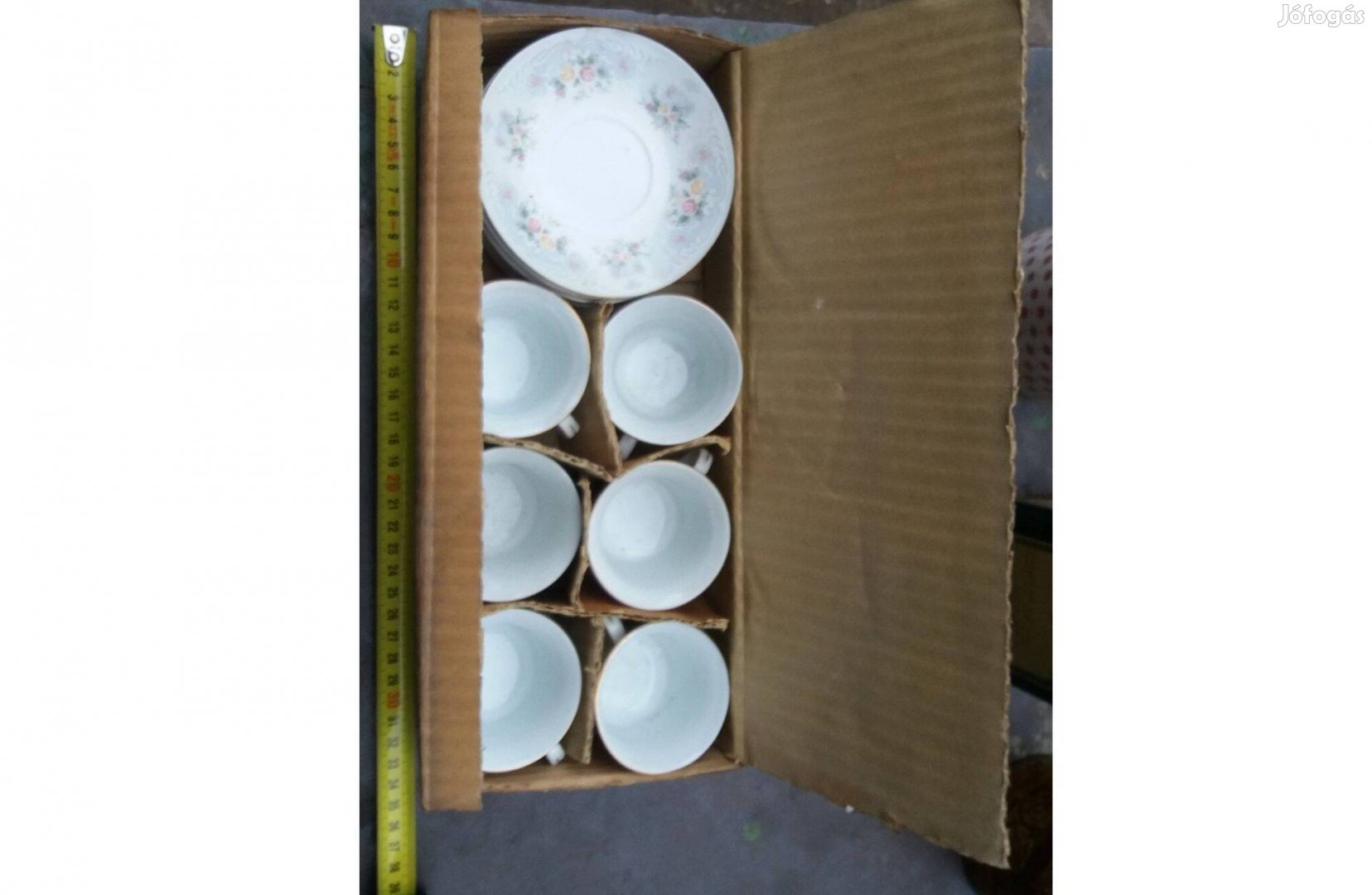 Régi kínai porcelán 6 személyes kávés készlet dobozában posta is