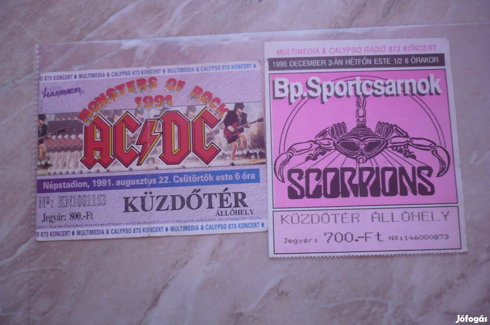 Régi koncert jegy Scorpions és ac/dc