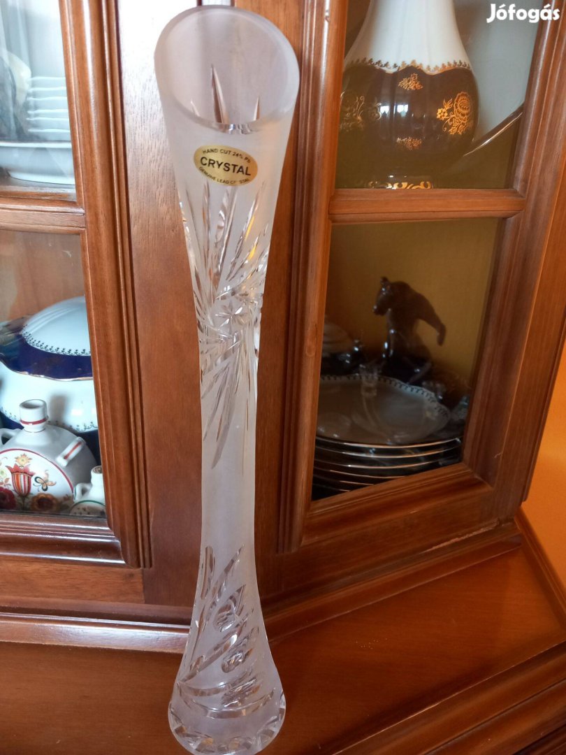 Régi kristály egy szálas üvegváza 40cm