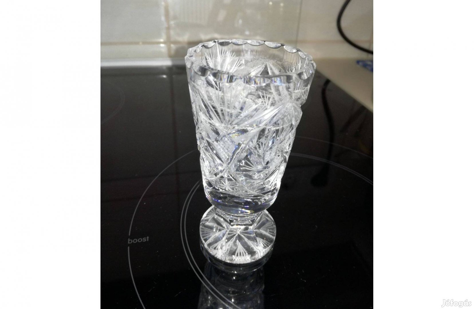 Régi kristály talpas pohár