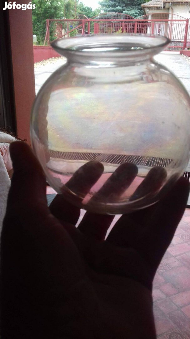 Régi különleges opálos üvegű irizáló lámpa búra