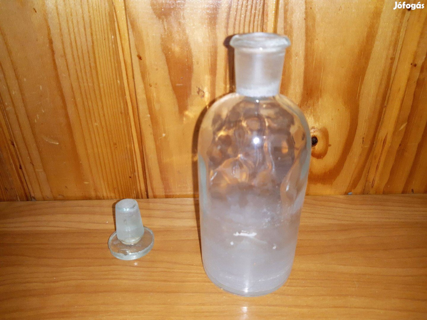 Régi különleges üveg fiola gyógyszeres fűszeres parfümös 150ml üvegcse