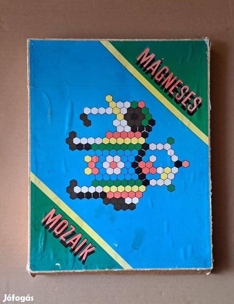 Régi mágneses mozaik kirakó játék eredeti dobozában