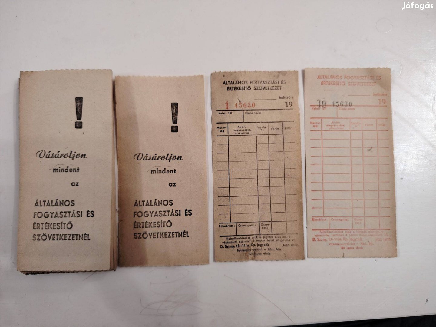 Régi magyar bolti vásárlási jegyek nyugták, az Általános