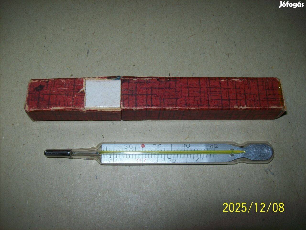 Régi magyar hagyományos lázmérő-MNOSZ Labor Papír tokkal