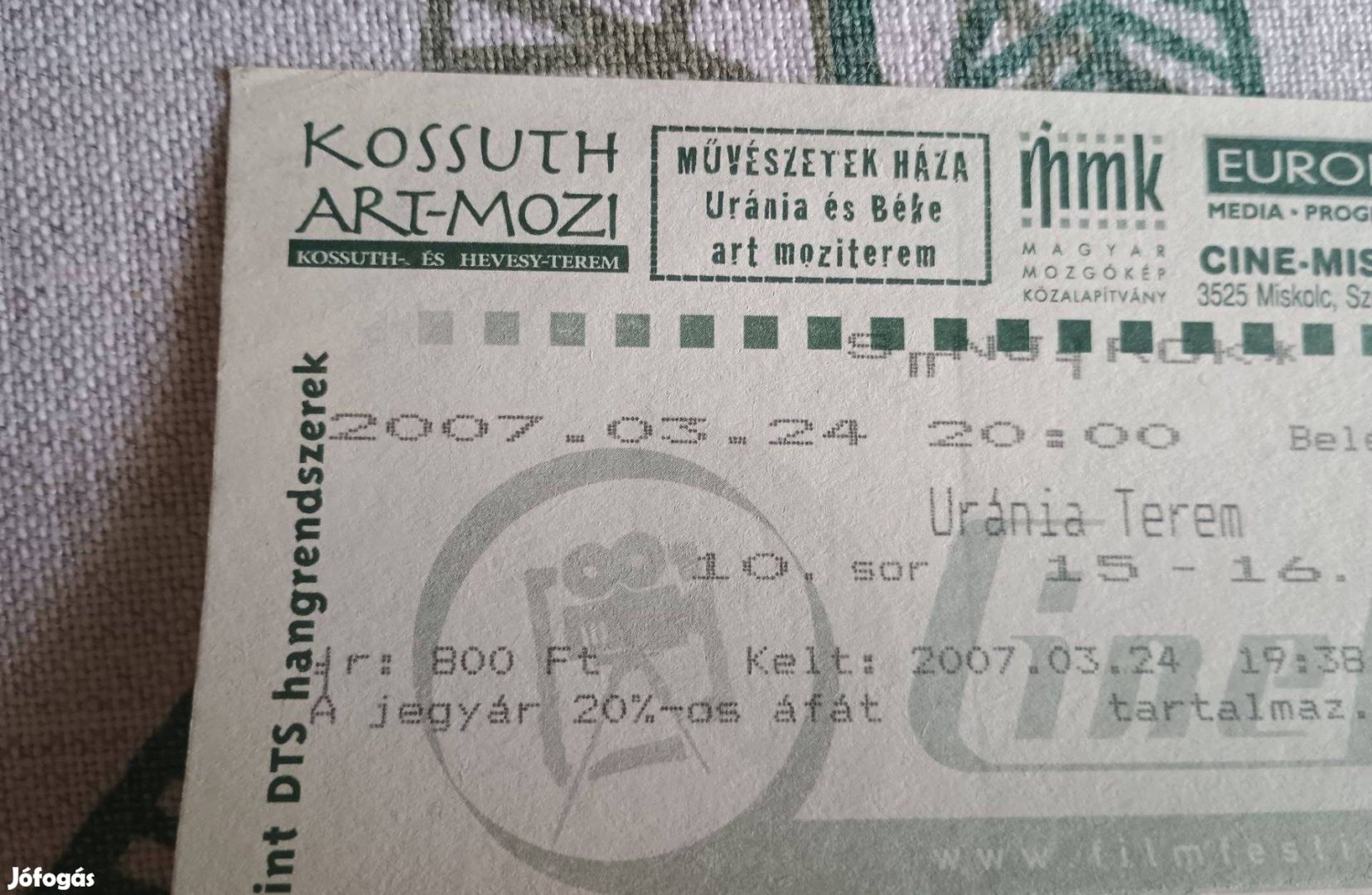 Régi mozijegy gyűjteménybe