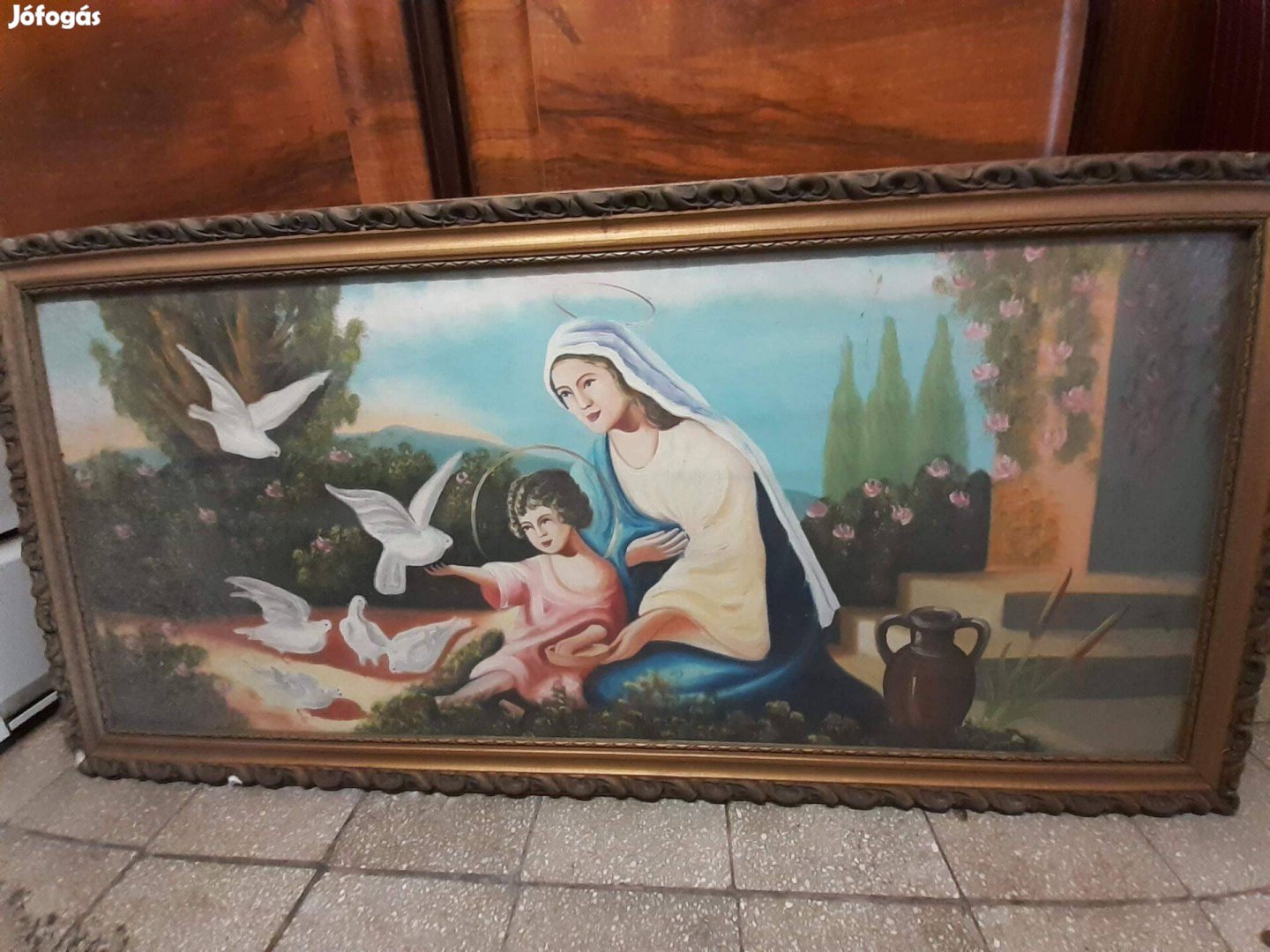 Régi nagy méretű olajvászon festmény