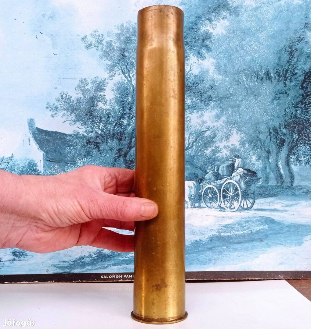 Régi nagyméretű löveg, sárgaréz hüvely 31 cm