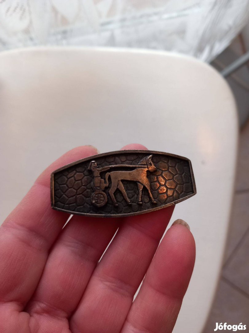 Régi nagyobb méretű 5cm fém bross kitűző egyiptomi minta