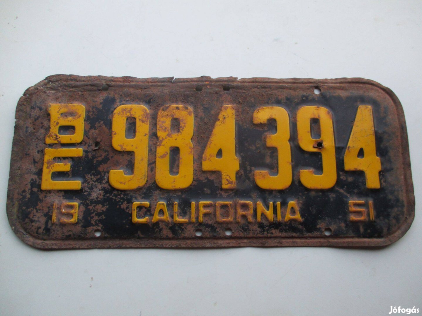 Régi nagyon ritka 1951-es California USA rendszám eladó!