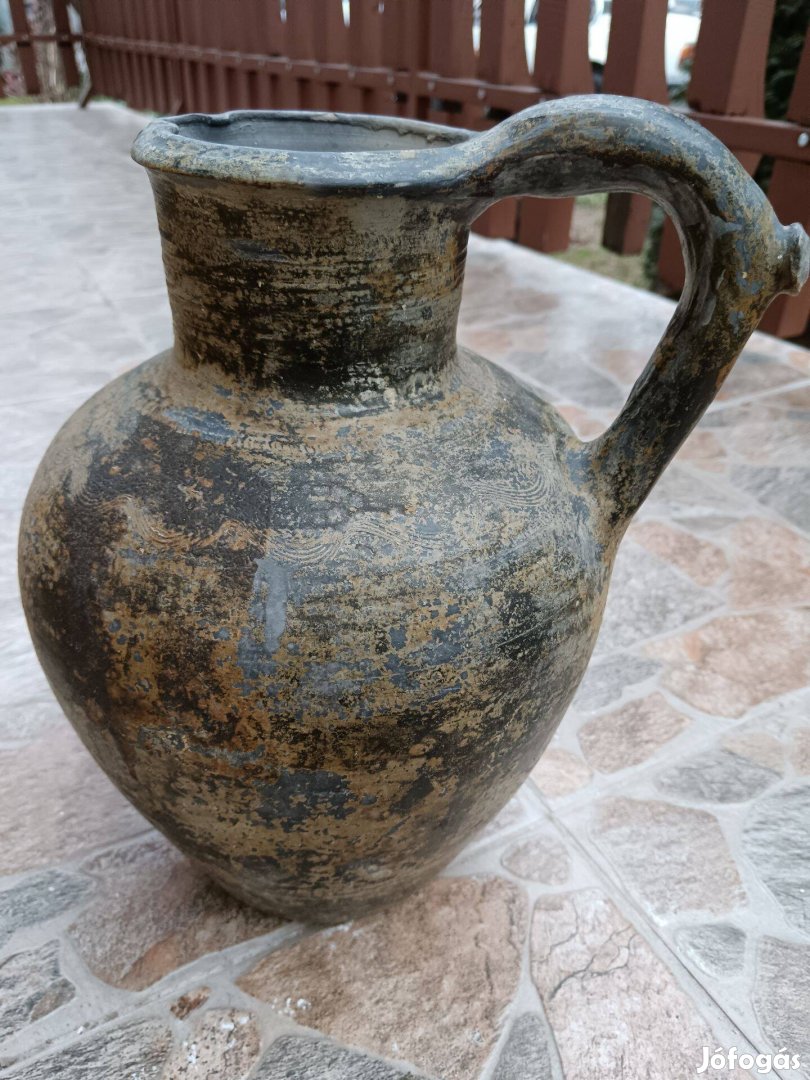 Régi népi nagyméretü kerámia korsó , 30 cm