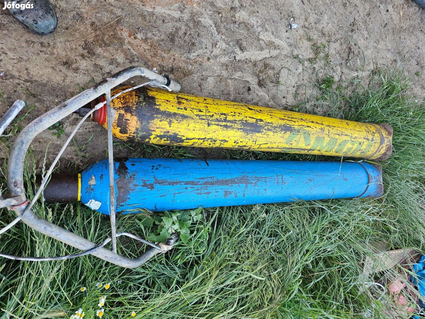 Régi öreg diszu oxigén lánghegesztö láng hegesztö vágó palack
