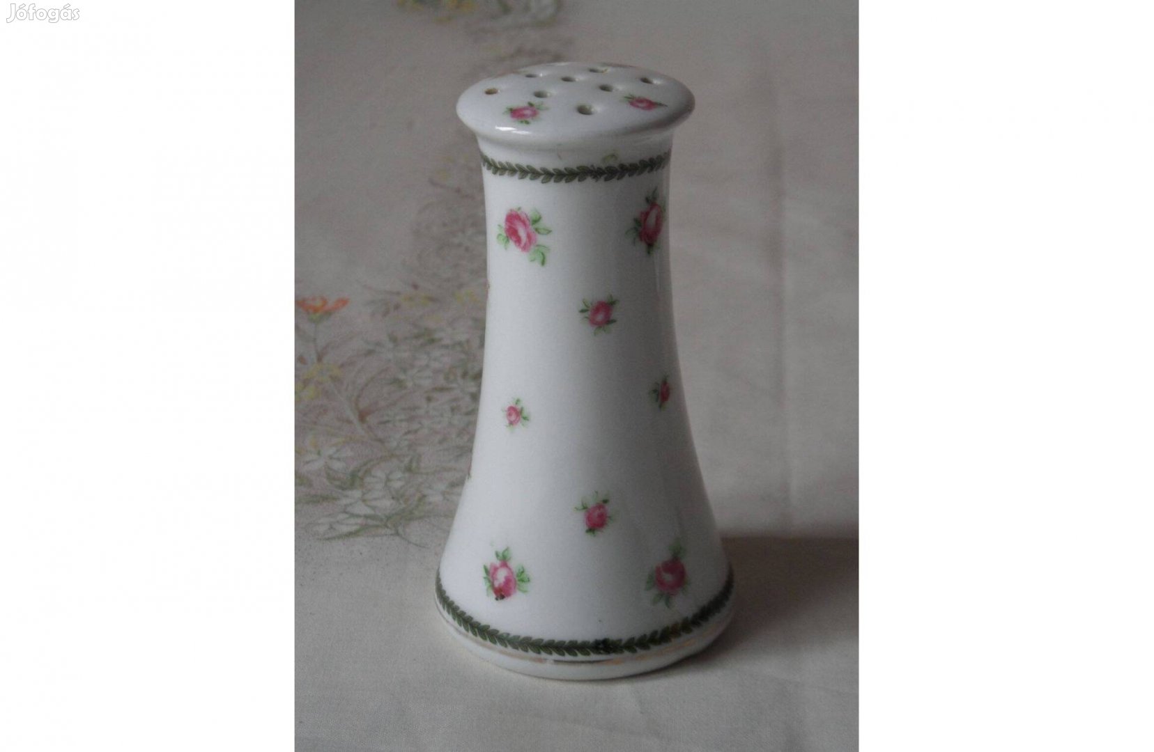Régi porcelán fűszertartó, porcukorszóró rózsás