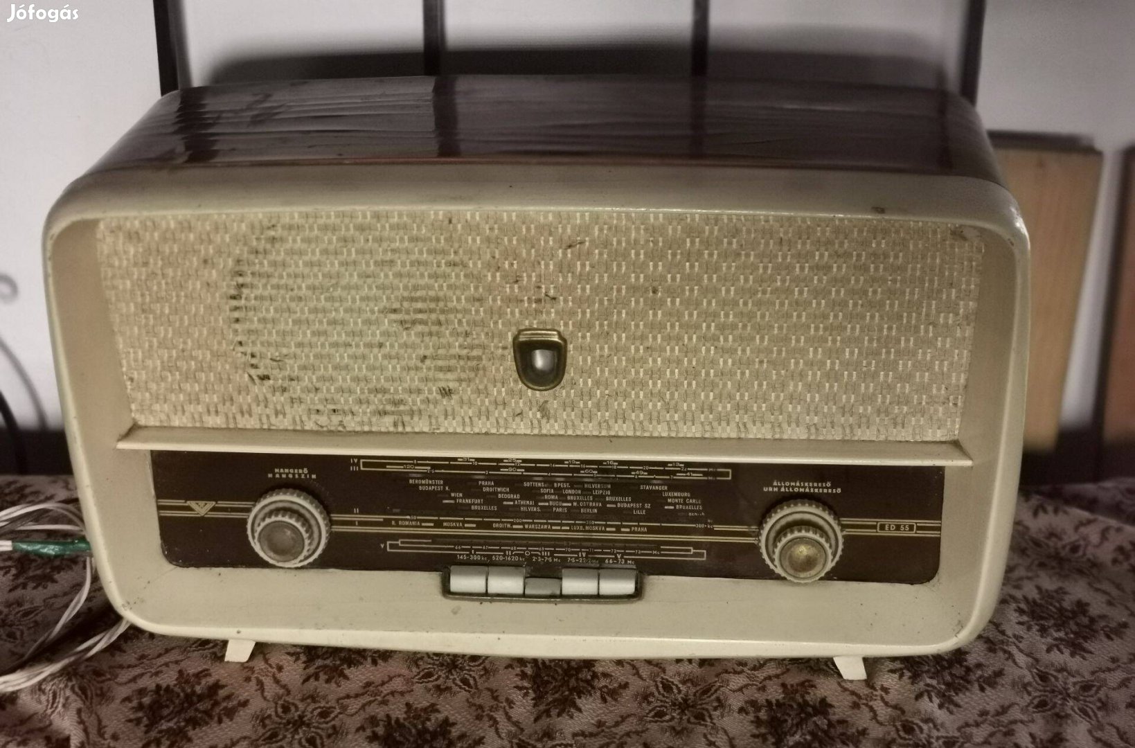 Régi rádió, Vadásztölténygyár ED55, vintage rádió, antik rádió