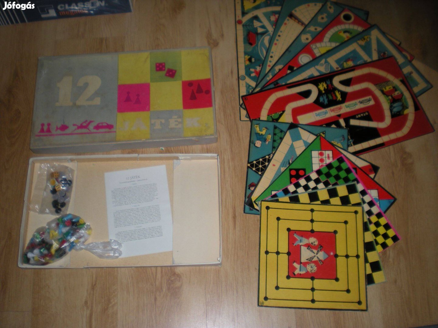 Régi retró 12 játék társas játék társasjáték hiánytalan