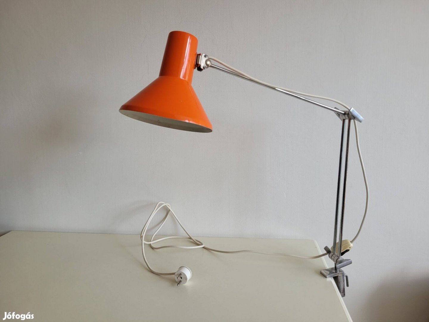 Régi retro Szarvasi hosszú karos állítható asztali lámpa mid century