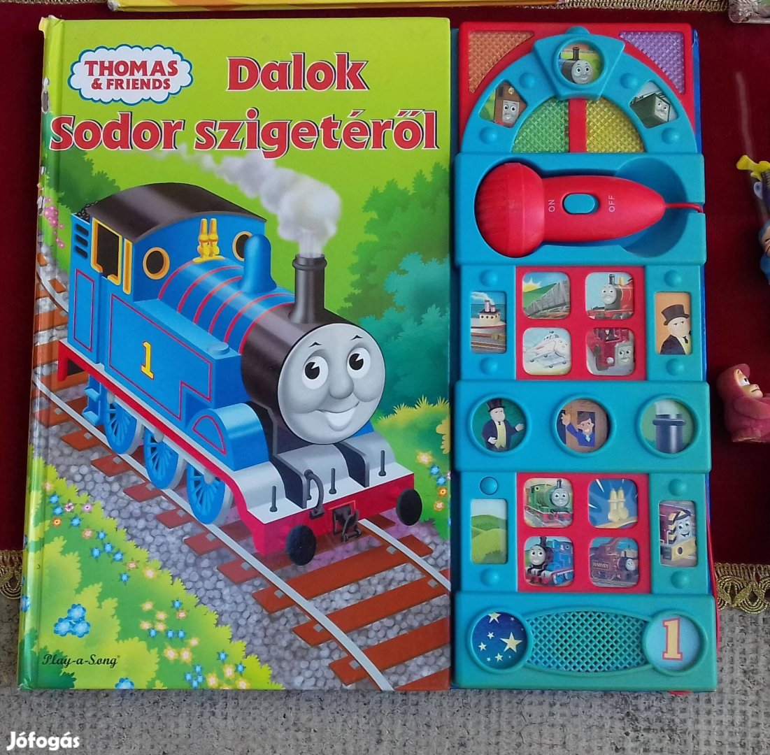 Régi retro Thomas a gőzmozdony mesekönyv zenélő játék kedvenc meséi