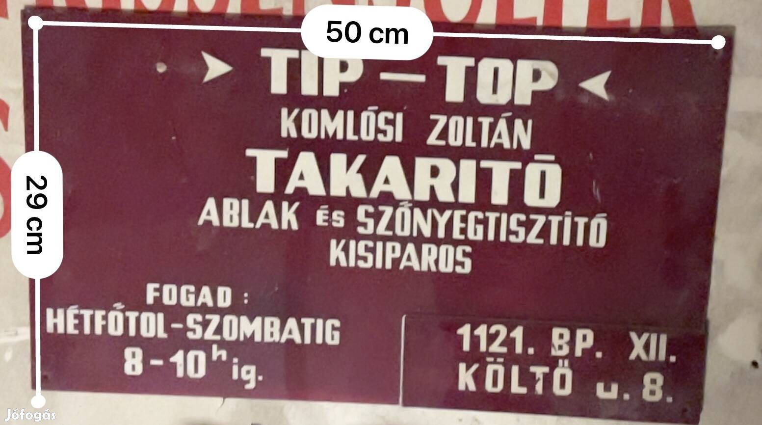Régi retro cimfestett üveg lap 