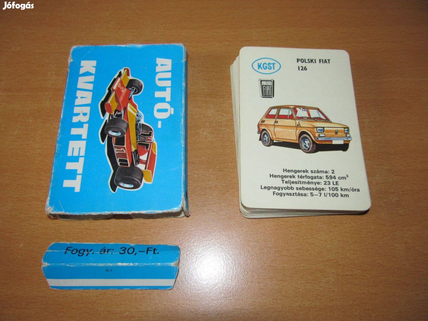 Régi retró hiánytalan kártya pakli Autó kvartett 1980-as