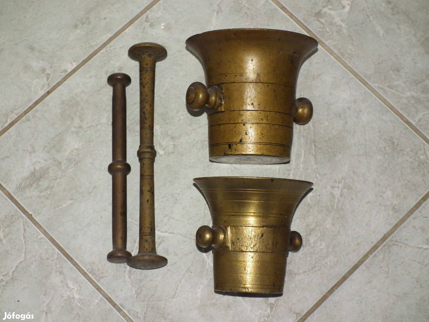 Régi réz mozsár rézmozsár törővel párban 2 db. egyben