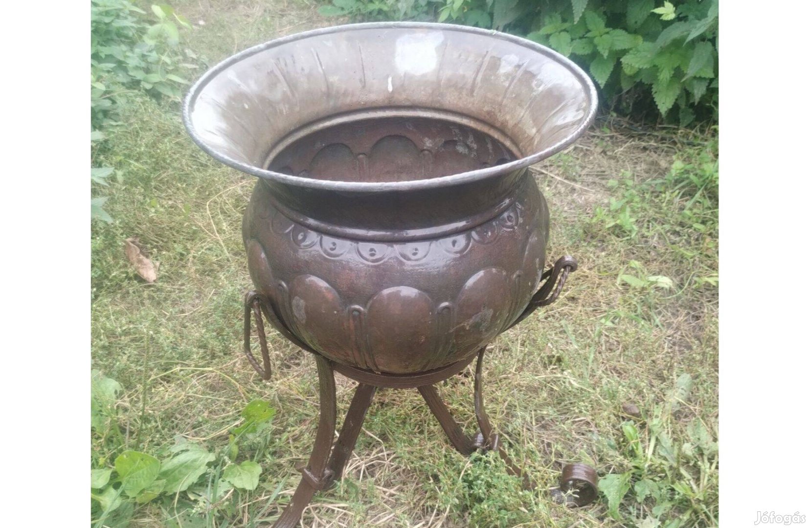 Régi réz viragtartó kapsó bejárati díszcserép növényeknek