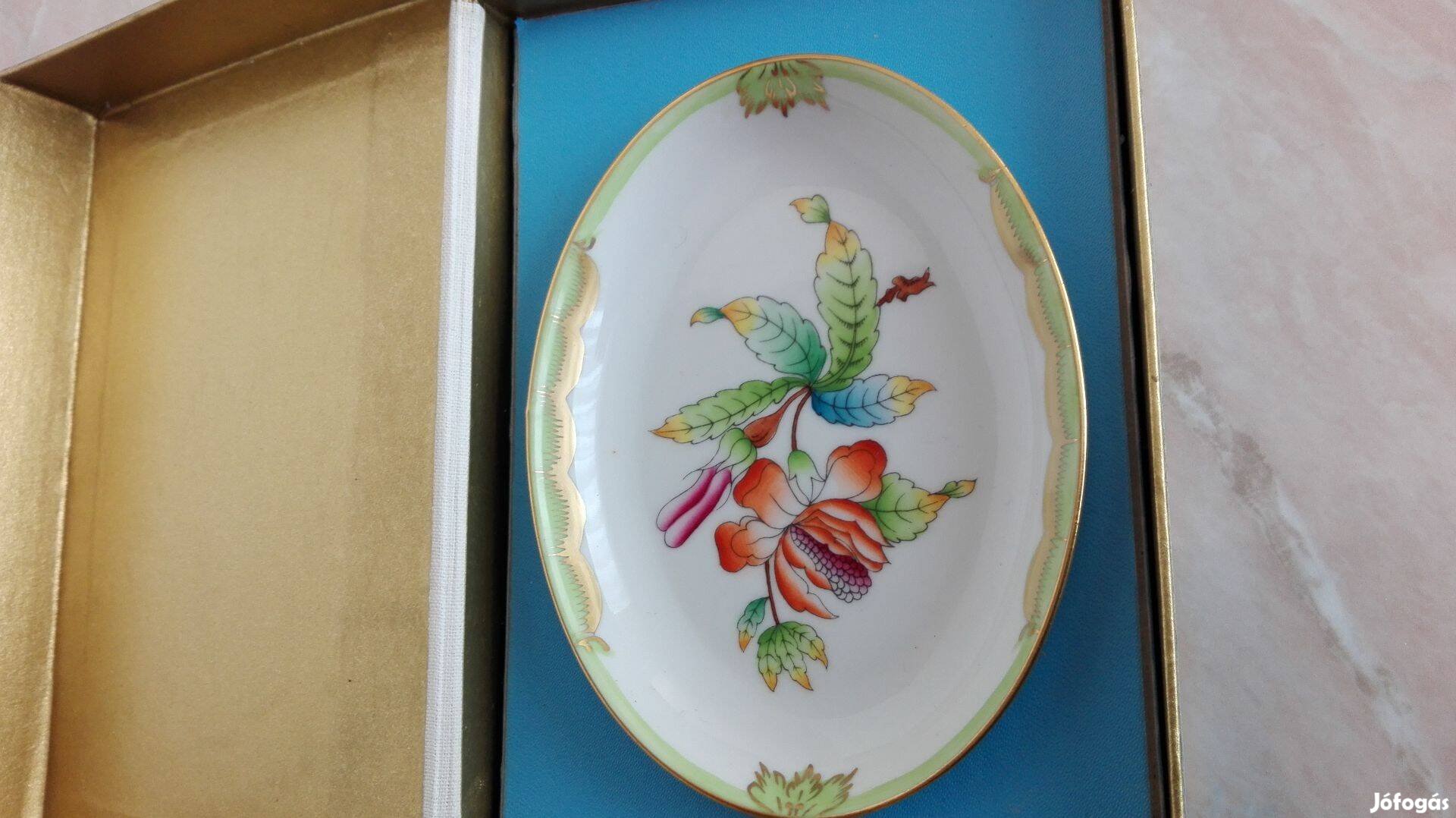 Régi ritka eredeti db Herendi porcelán tál dobozában