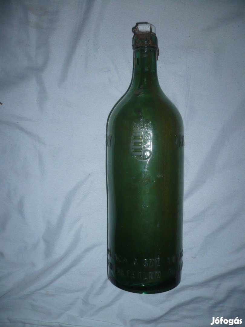 Régi szent lukács fürdő kristály gyógyvízes csatos palack