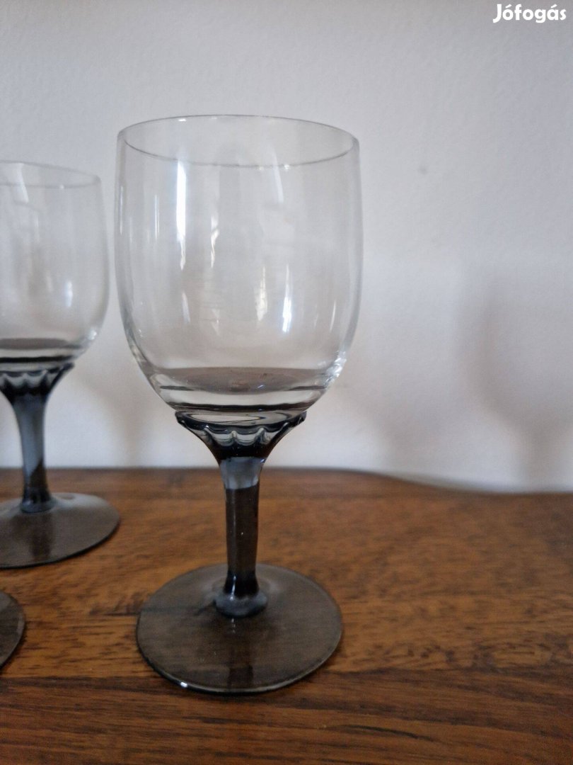 Régi szürke talpú füstös pohár 6 db (14,5 cm)