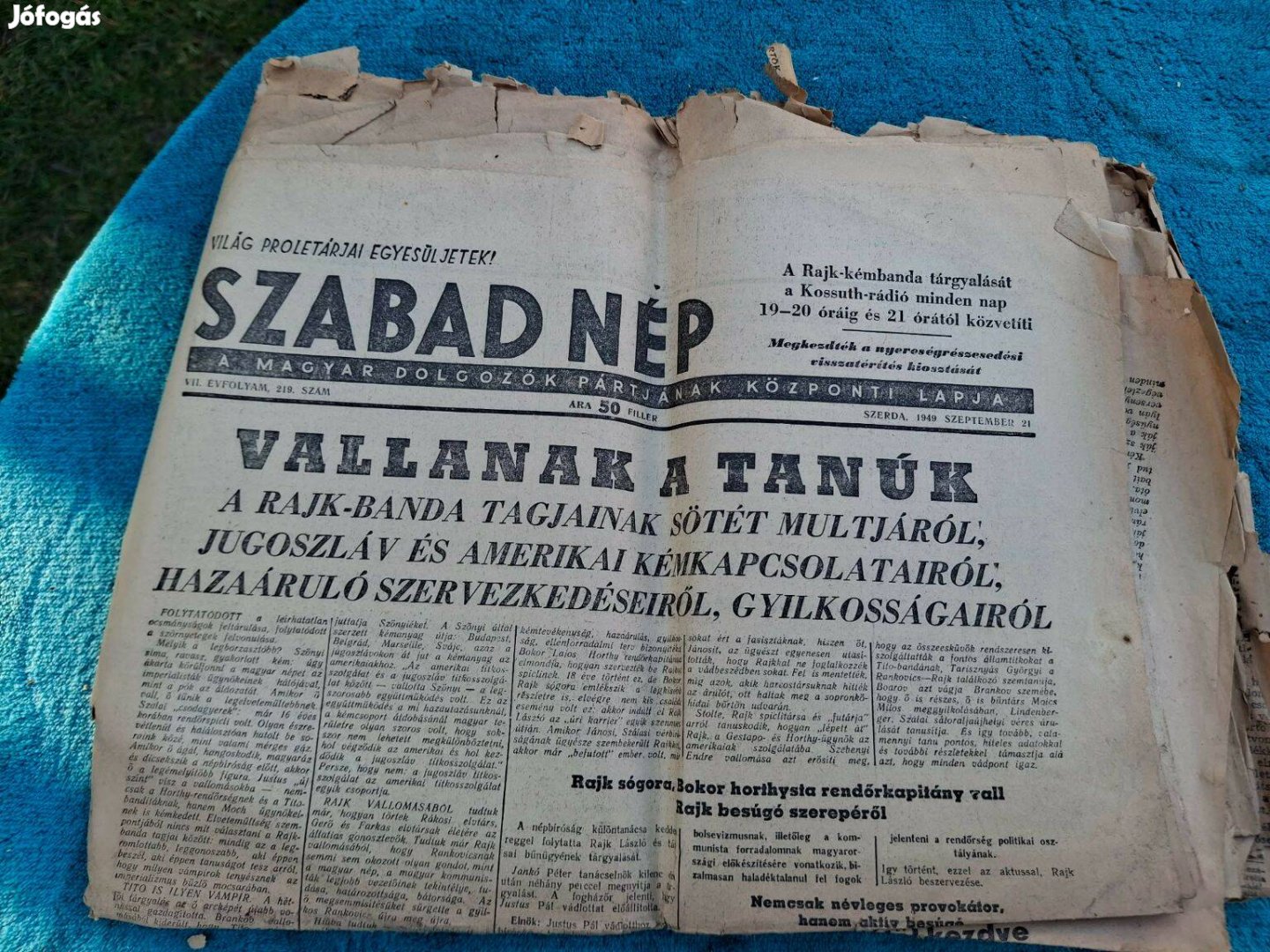 Régi újság, szabad nép 2500Ftdarabáron eladóak