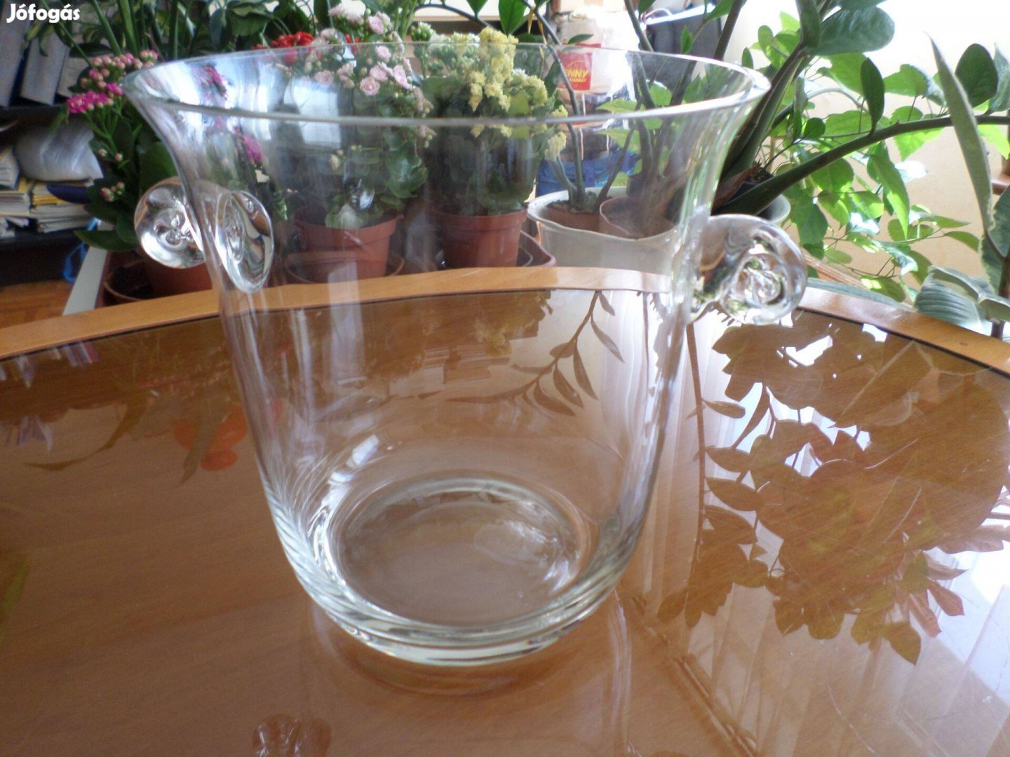 Régi vastag falú üveg jégkockatartó