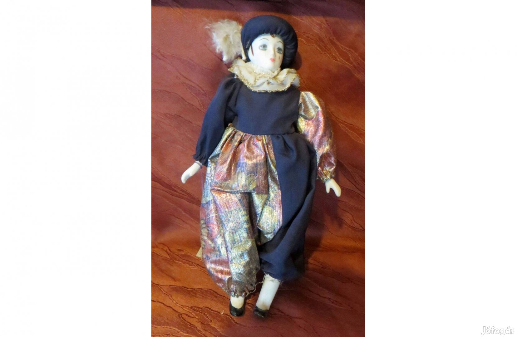 Régi velencei porcelán bohóc baba 24. magassága 23 cm