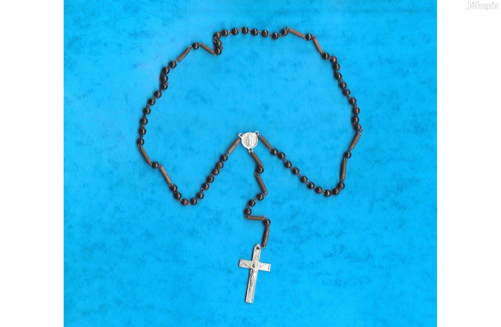 Régi vintage fa és fém anyagú rózsafüzér