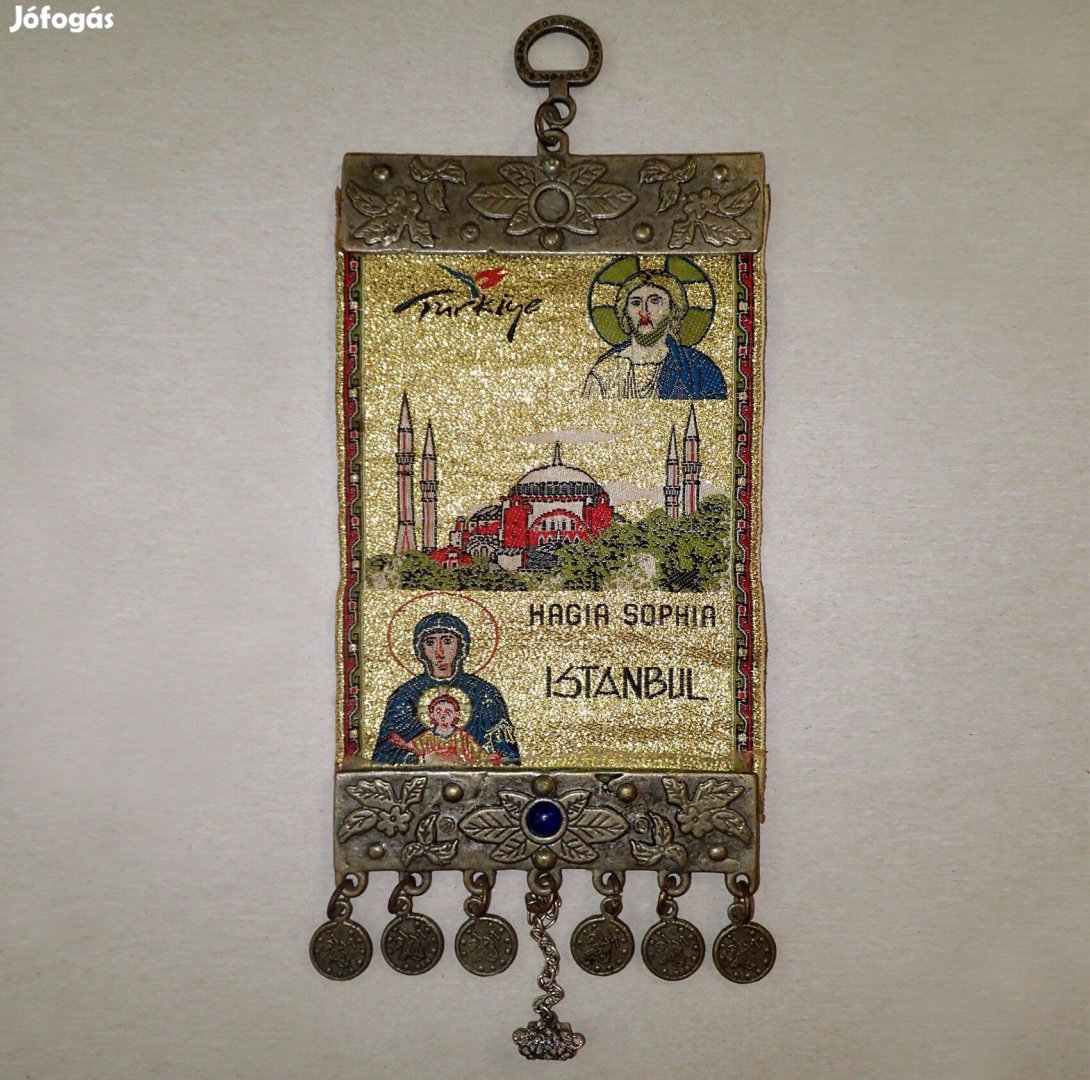 Régi vintage török réz fém fali vallási ikon plakett iszlám Mecset