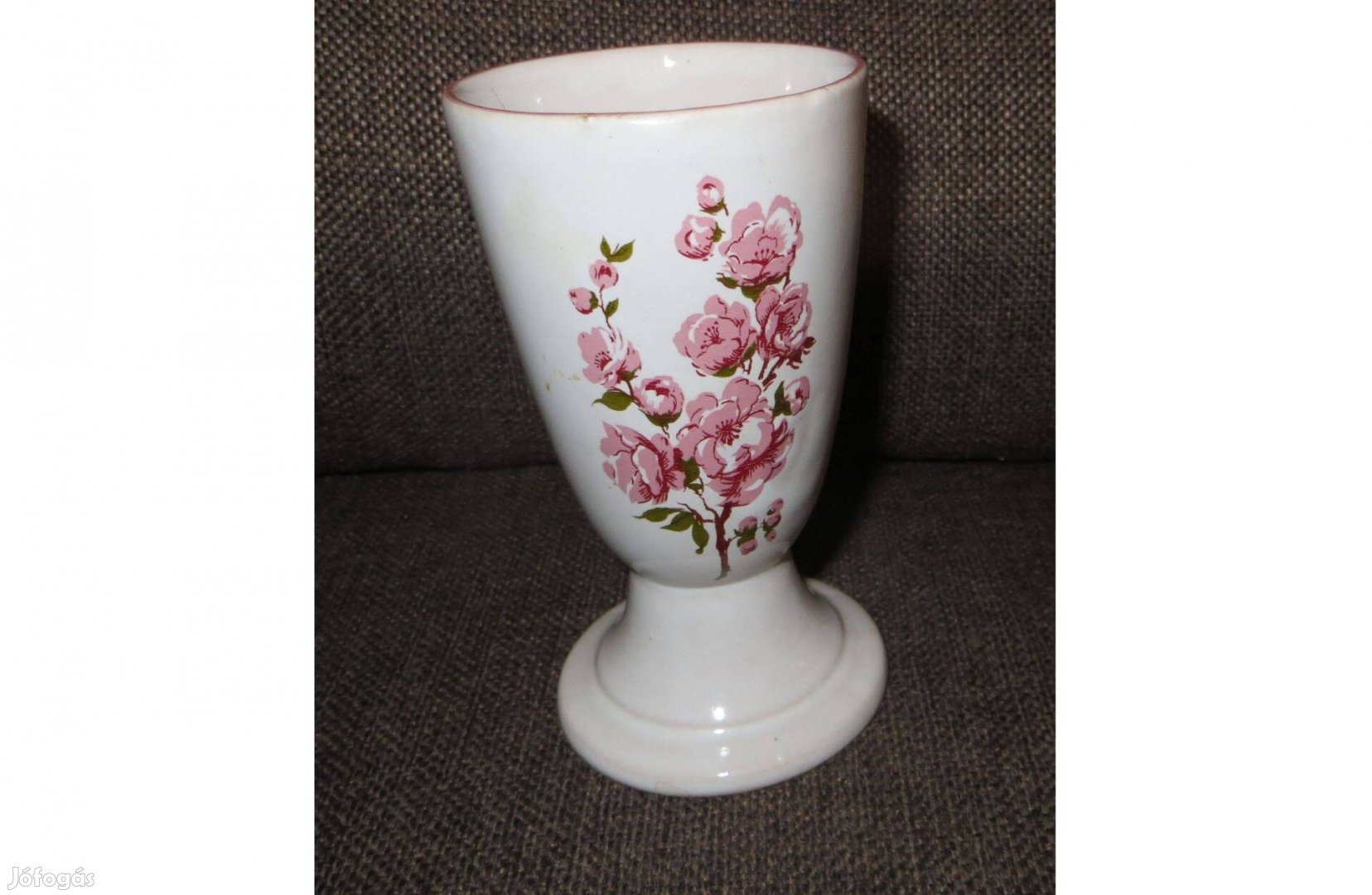 Régi virágmintás kerámia váza Verepam talpas kehely mazagran