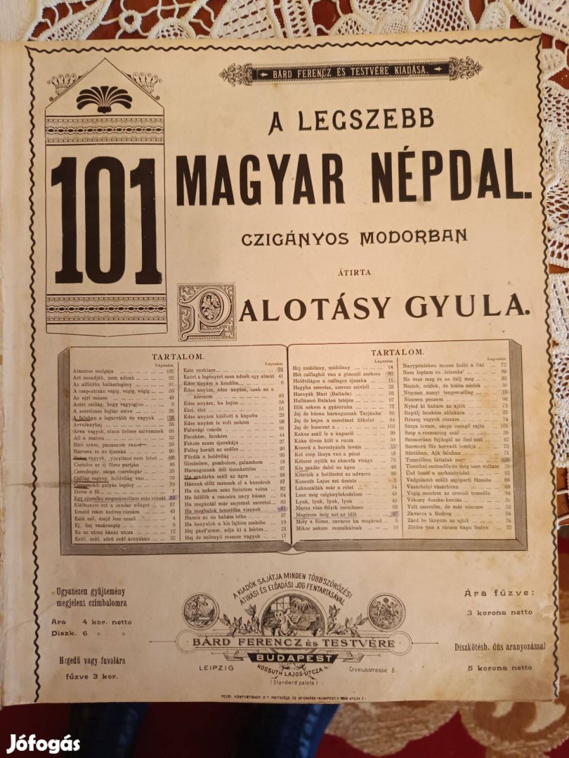 Régi zenei kotta eladó