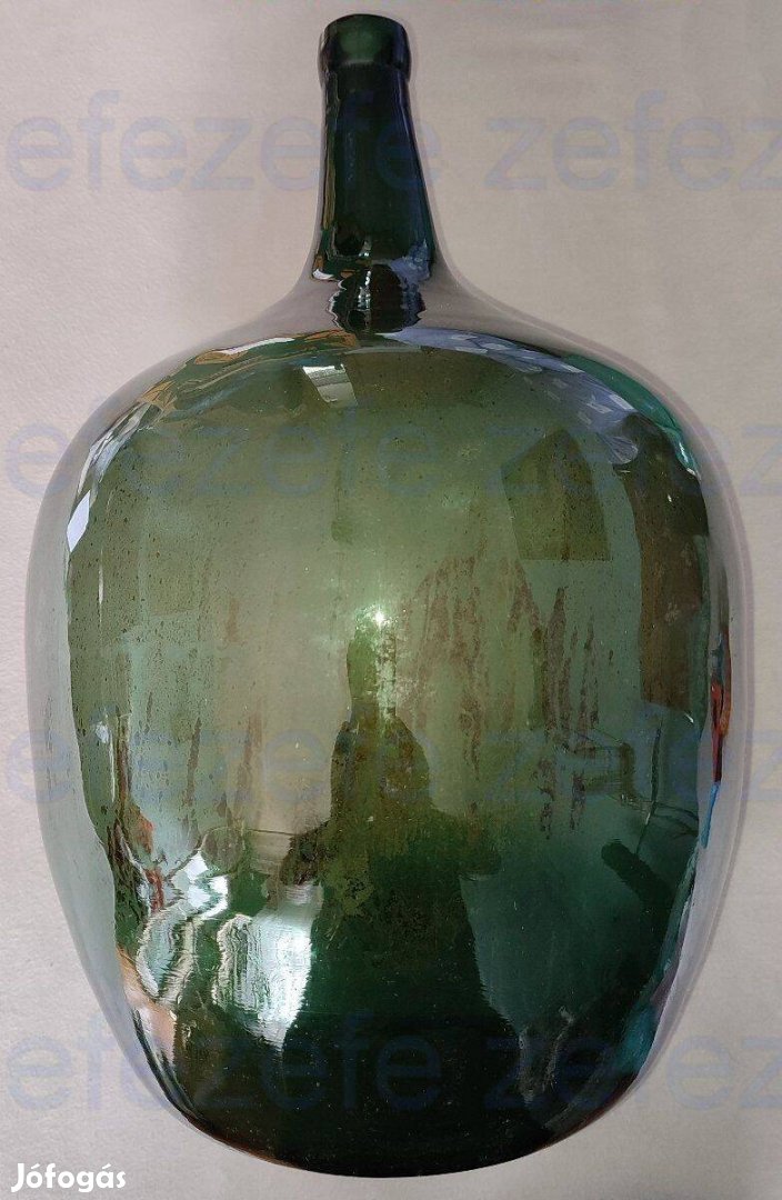 Régi zöld boros demizson üveg palack (4.)