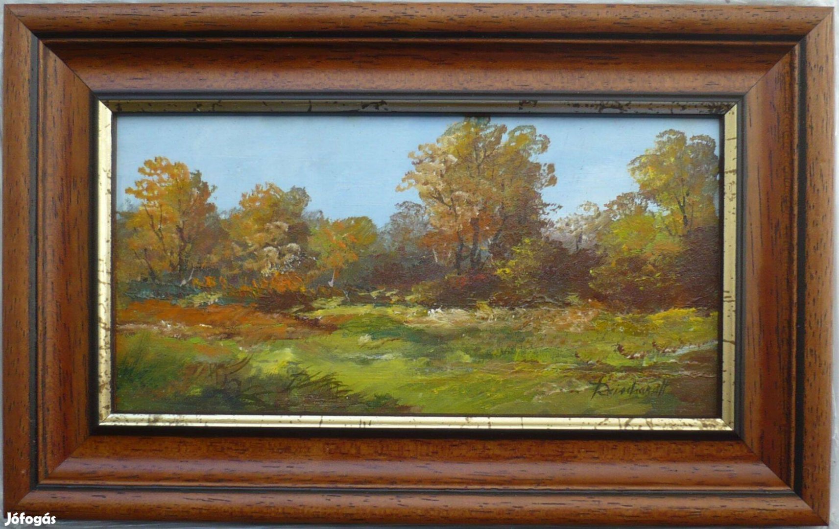 Reinhardt István: Őszi erdő, 10x20 cm