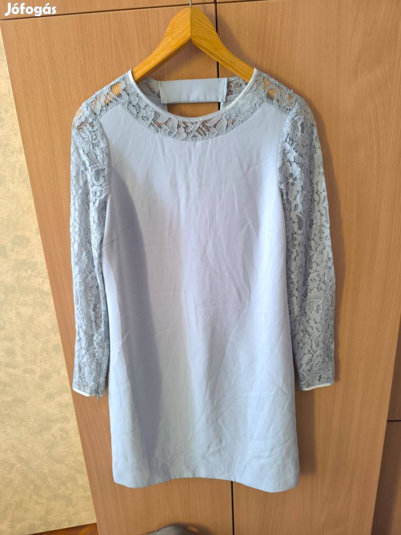 Reiss szürkéskék különleges csipkés ujjú alkalmi ruha 36-os