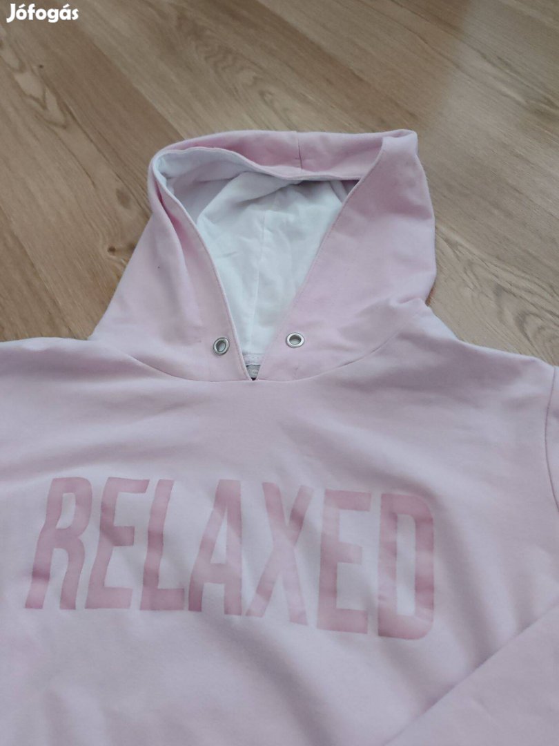 Relaxed puder pamut női sportos pulóver