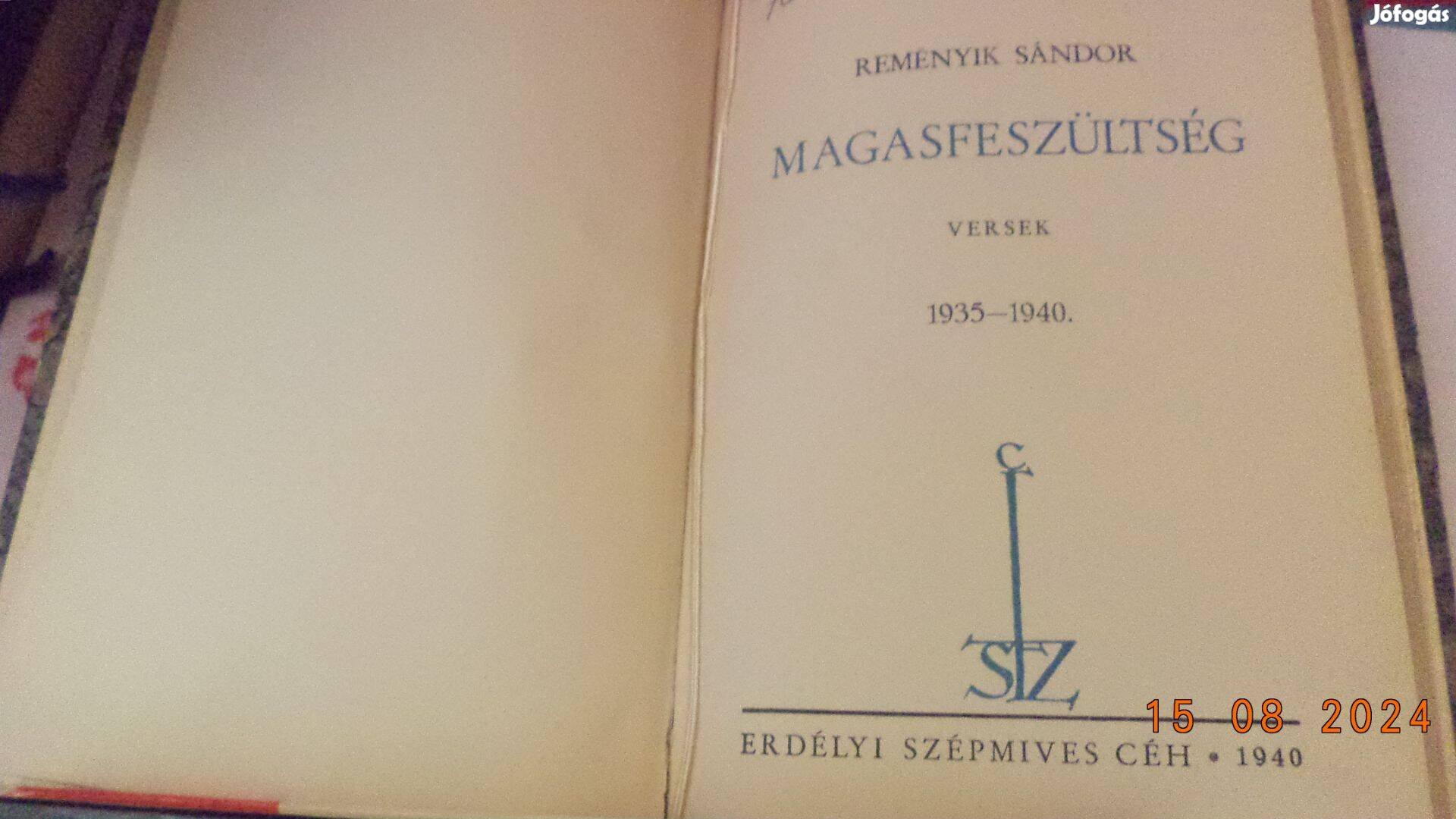 Reményik Sándor: Magasfeszültség 1935 - 1940