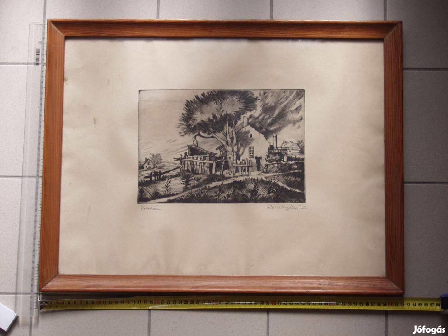 Remsey Jenő 1885-1980 Présház c. rézkarca