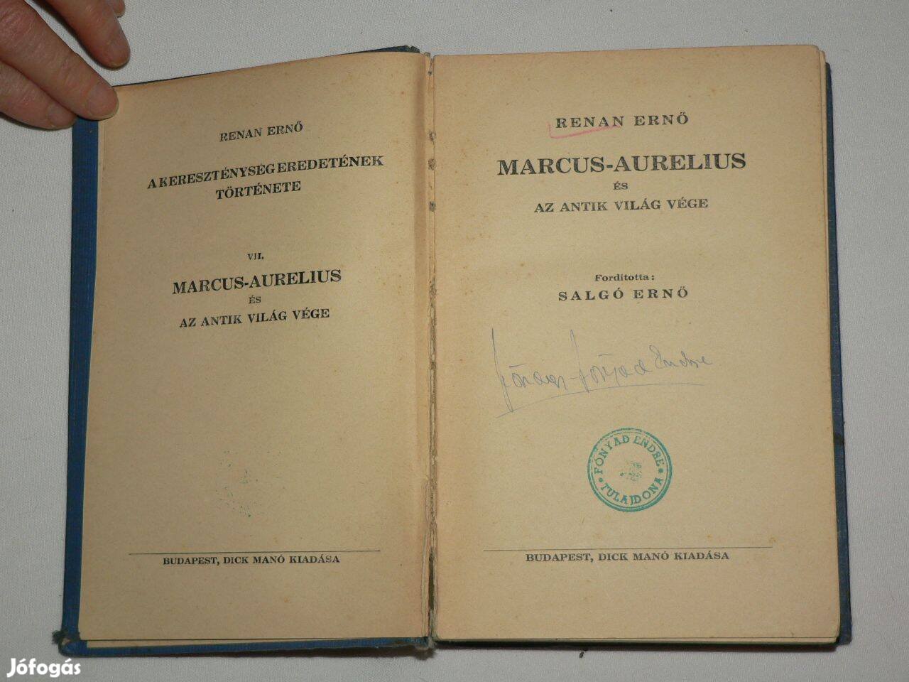 Renan Ernő Marcus Aurelius és az antik világ vége / antik könyv A ker