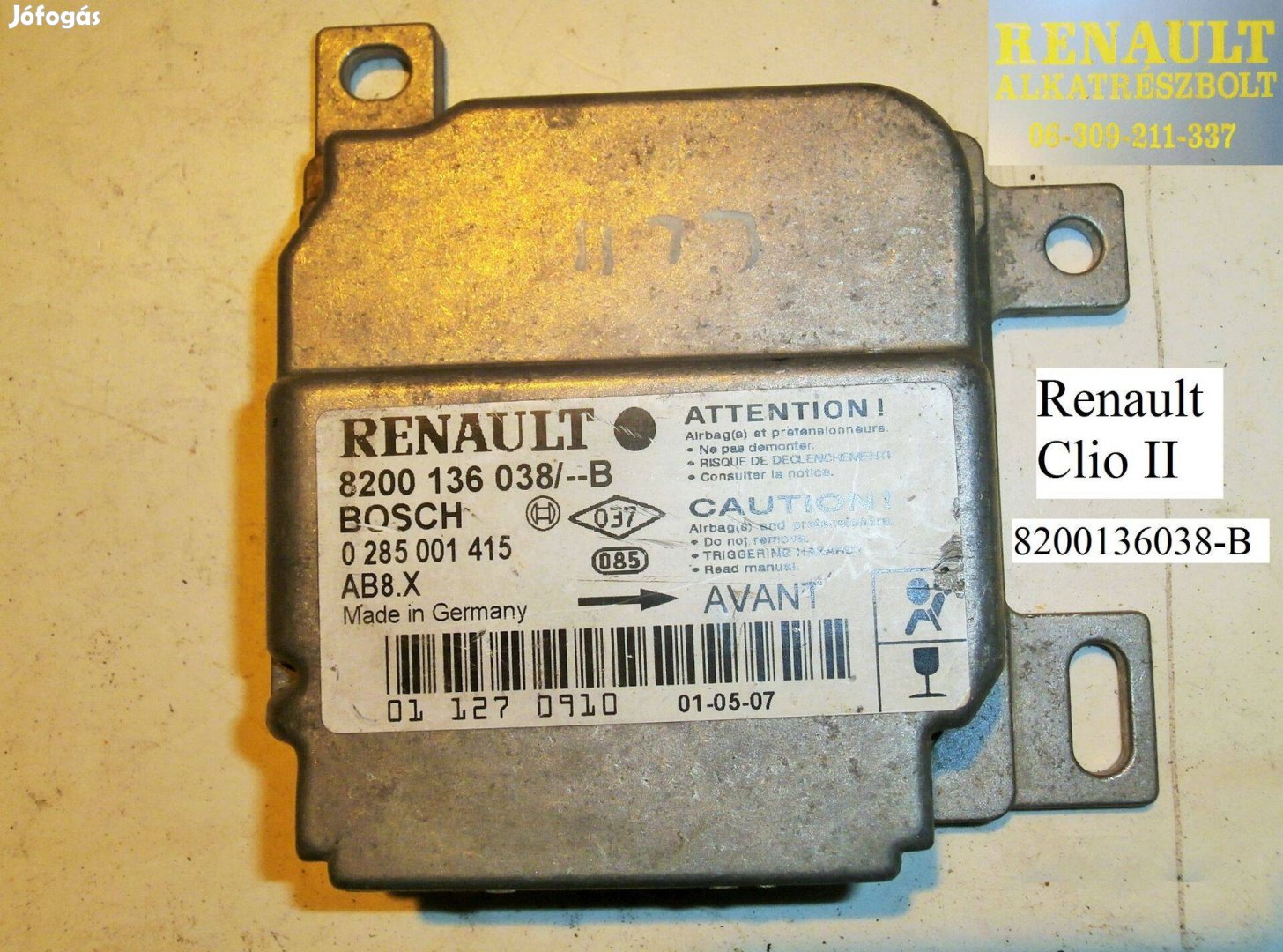 Renault Clio II. légzsák indító 8200136038-B
