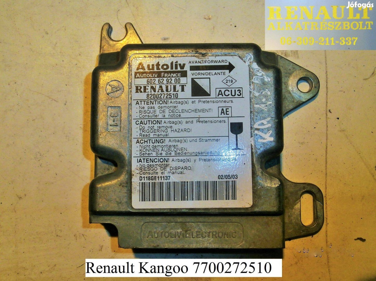 Renault Kangoo 2003 légzsák indító 7700272510