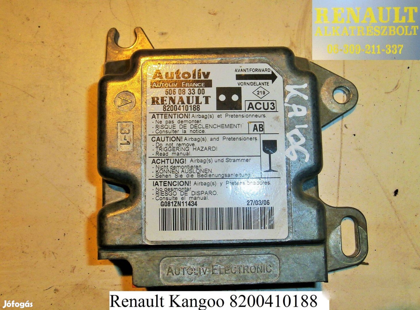 Renault Kangoo 2006 légzsák indító 8200410188