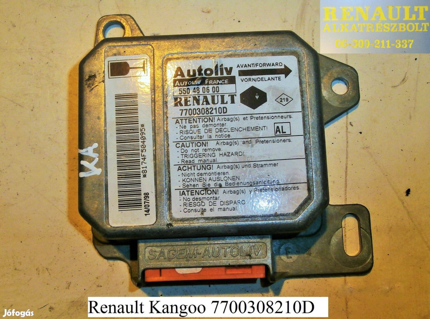 Renault Kangoo légzsák indító 7700308210D