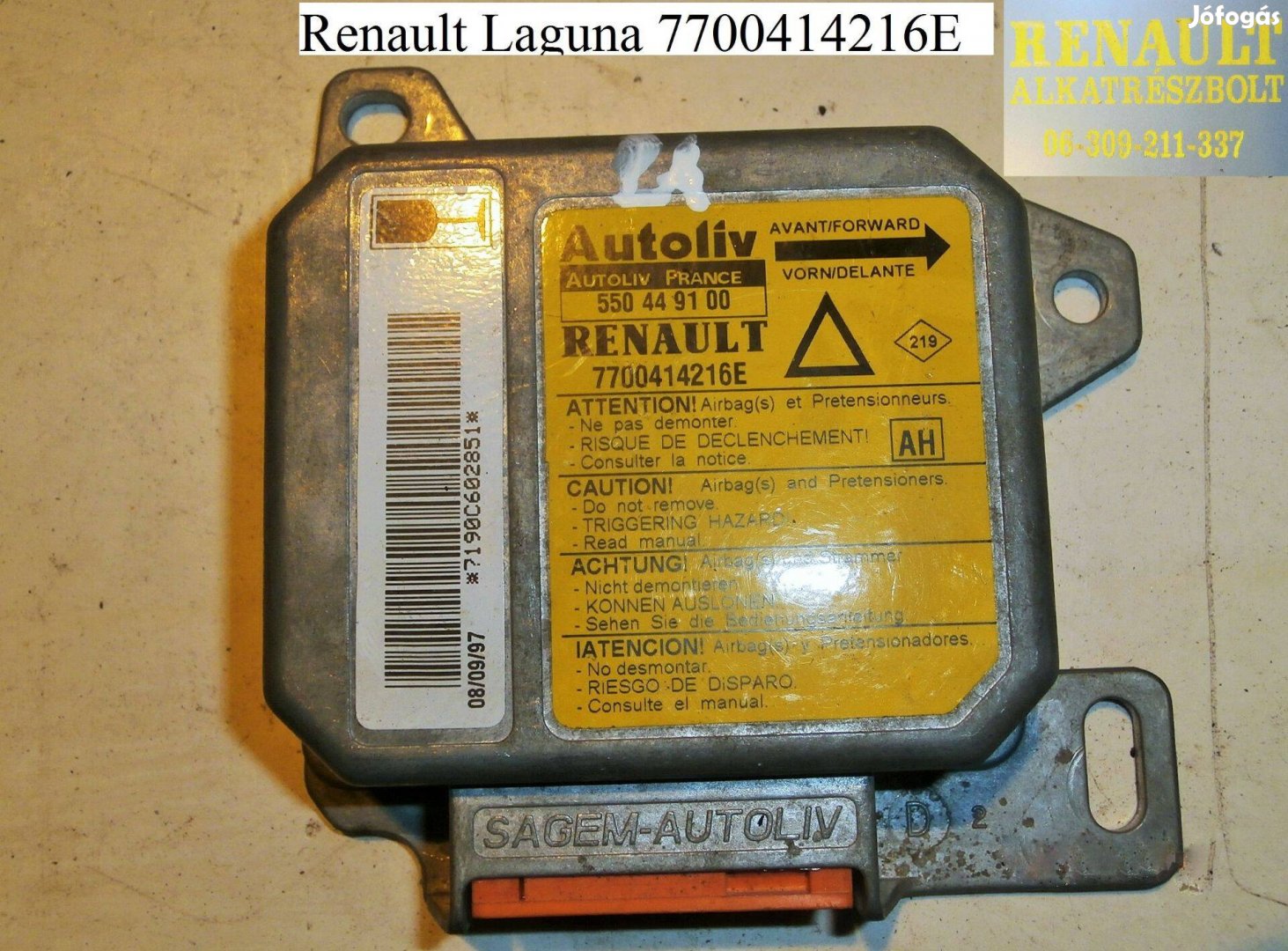 Renault Laguna légzsák indító 7700414216E