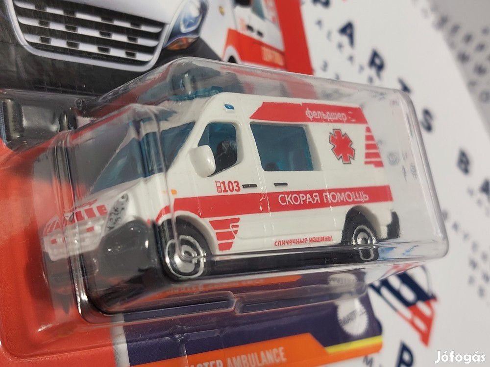 Renault Master Ambulance mentőautó piros - Matchbox - 1:64  1/64 kisa
